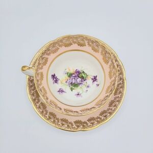 Vintage Stanley Fine Bone China Flower Print Cup And‎ Saucer Pale Pink England